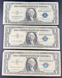 3 $1 Silver Certificates 1957, 1957-A, 1935-E