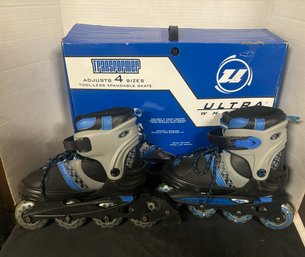 Transformer Ultra Wheels Roller Skates - Adjustable 4 Sizes- Tool- Less- Xpandable-  In Original Box. RC/WA-D