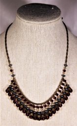 Liz Paiacios Gilt Metal Necklace Choker Having Glass Stones