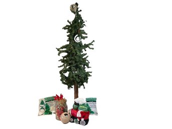 4 Ft Natural Alpine Artificial Tree, Battery Operated Santa Train, Live Tree Bags, Window Decals & More