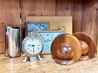 A Pair Of Carved Wood Art Deco Bookends And More Decor