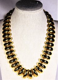 Signed Vintage 1980s Gold Tone Heavy Link Necklace