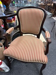 Armed Upholstered Chair With Wood Trim