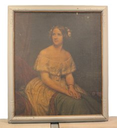 Antique Wood Frame Painting Of 19th Century Swedish Opera Singer Jenny Lind