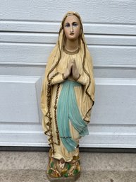 Painted Plaster Virgin Mother Lawn Statue