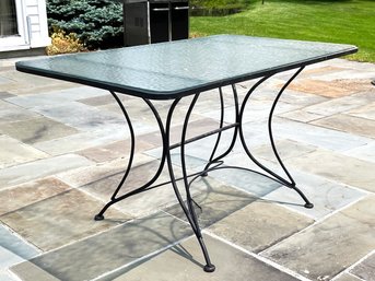 A Vintage Wrought Iron Glass Top Dining Table