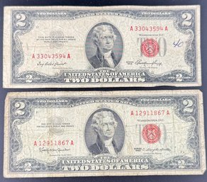 2 $2 Red Seal Certificates 1963, 1953