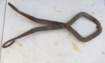 A Pair Of Antique Forged Iron Tongs