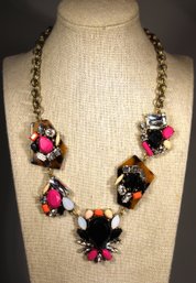 Funky J Crew Rhinestone Bib Necklace WILD