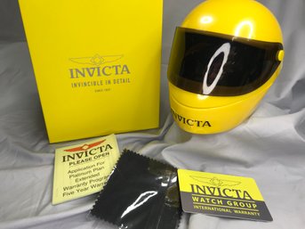 Fantastic Brand New INVICTA $695 Chronograph Watch In RARE Yellow Helmet Watch Case - Green Dial - Wow ! (#1)