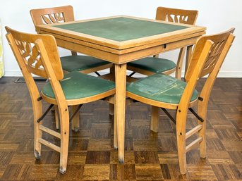 A Vintage Carved Maple Extendable Card Or Dining Table, C. 1950's