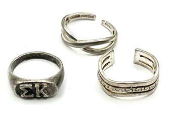 Lot Of 3 Sterling Silver Rings, Size 3