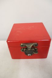 Small Red Painted Wooden Box With Lock