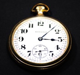 Antique Gold Filled Railroad Pocket Watch By Hamilton