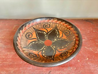 Vintage  Primitive Hand Painted Bowl From Costa Rica