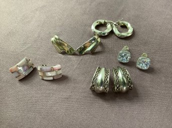 Sterling Earrings Lot Of 5 Sets