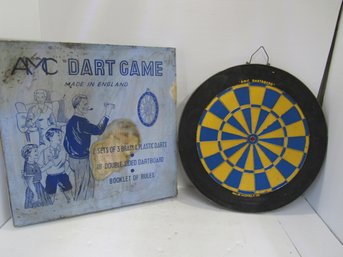 VINTAGE AMC DOUBLE SIDED 17.5' DART BOARD MADE IN England With Box Bar Decor