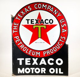 A Large Vintage Texaco Oil Company Flange Sign (Restoration In Process)