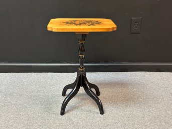 A Vintage Stenciled Candlestick Table By Hitchcock