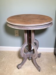 Cute Antique Victorian Side Table - Mahogany With Pickled Finish - Nice Size Table And Very Usable Size