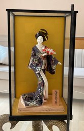 Large Vintage Japanese Gisha In 2ft Glass Case!