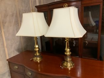 Pair Of Leviton Brass Lamps