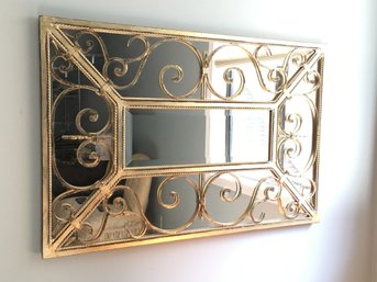 Fabulous Hand Made Wrought Iron Decorator Mirror - Gold Gilt Finish - Client Paid Almost $500 For This Piece