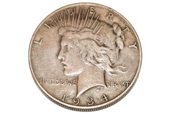 1934 S Silver Peace Dollar Coin