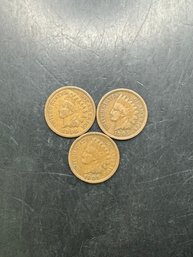 3 Indian Head Pennies 1905, 1906, 1907