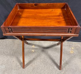 Chippendale Style Wooden Serving Tray On Stand