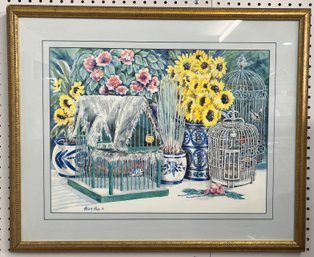 Framed Birdcage Print Signed