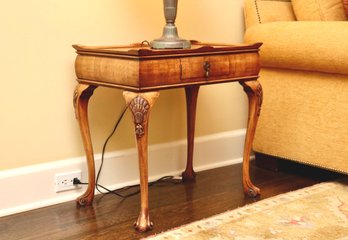 Mid Century French Provincial Frame Lip Tray Table With Cabriole Legs And Shell Motifs