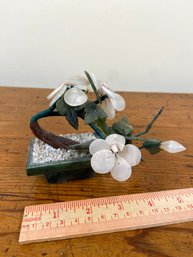 Nephrite Jade Bonsai Tree Flowers Appear To Be White Jade Stone