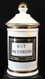 19th Century French Porcelain Apothecary Jar Ext: De Chicor