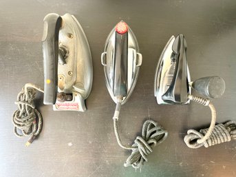 Three Vintage Irons Including Steam-O-Matic, Model B-300