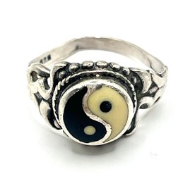 Vintage Sterling Silver Yin Yang Ring, Size 6