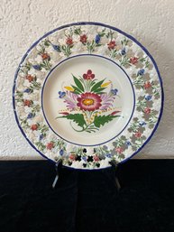 Vintage Hand Decorated Lattice Edge Plate