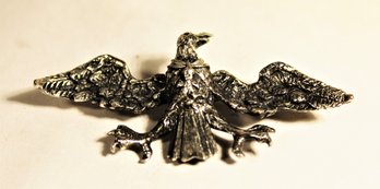 Vintage Silver Tone Eagle Brooch Pin With Red Eye