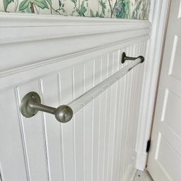 A Set Of 2 Vintage Glass And Nickel Towel Rods