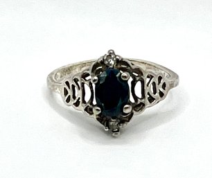 Vintage Sterling Silver With Onyx Color Stone Ring, Size 6.5