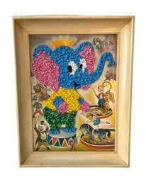 1950s Framed Elephant Childrens Room Decor- Popcorn Art