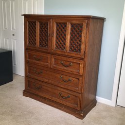 Very Good Looking French Style Fruitwood Dresser With Lattice Top - Very Good Condition - Very Nice Chest !