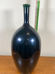 Green / Black Glaze Ceramic Long Neck Floor Vase 21' No Chips