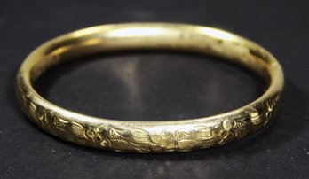 Fine Victorian Gold Filled Bangle Bracelet Having Floral Decorartion