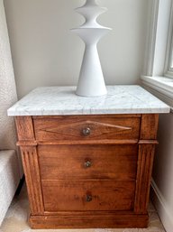 Made In Italy - Polished Marble Top 3 Drawer Side Table