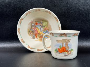 Vintage Royal Doulton Bowl & Cup, Bunnykins Pattern