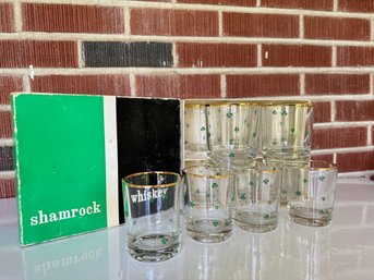 Twelve Vintage Shamrock Whiskey Cocktail Glasses