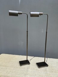 Pair Of Oil-Rubbed Adjustable Bronze Floor Lamps