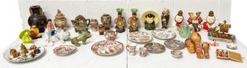 Collection Of Asian Figurines, Plates And Decor