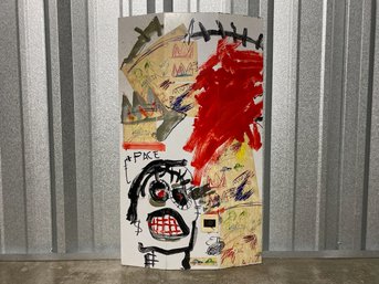 Original Art Collage On Sheetmetal In The Manner Of Basquiat